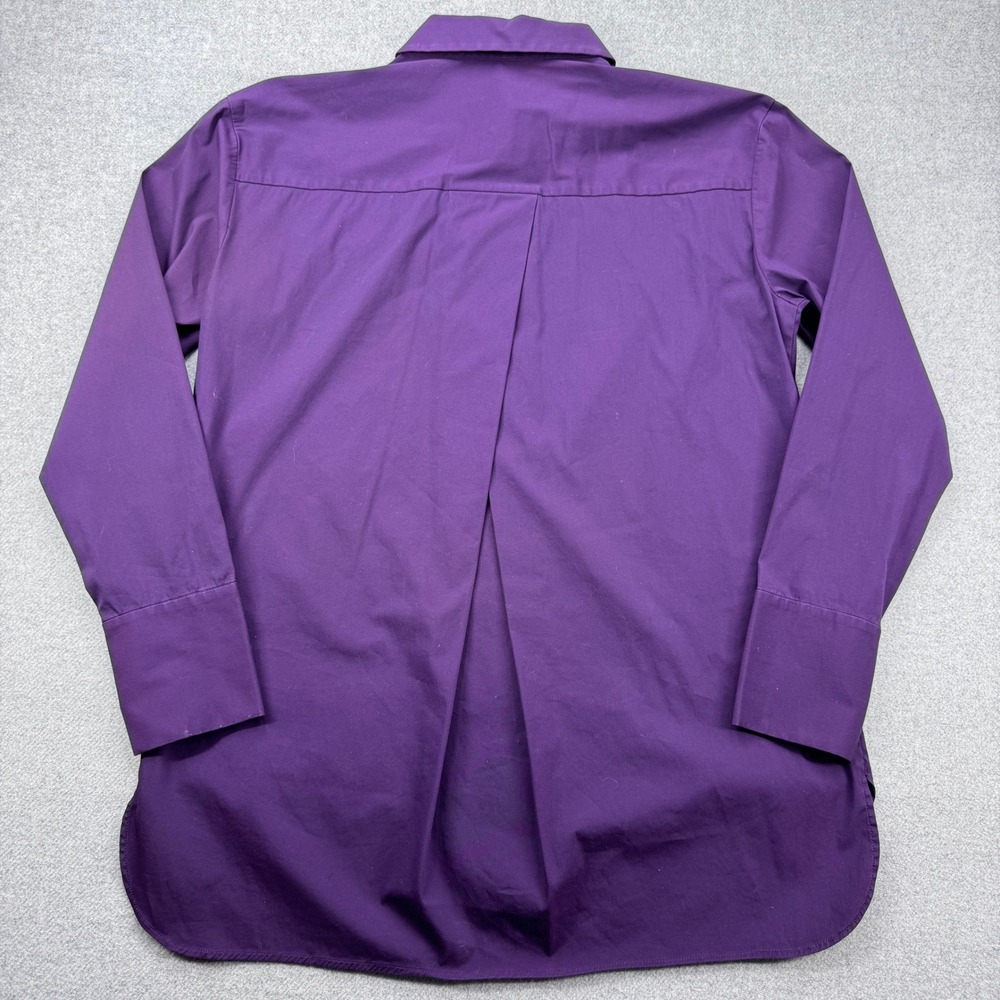 Lafayette 148 Luisa Purple‎ Stretch Cotton Long Tunic Shirt Women's P Petite - Picture 8 of 9